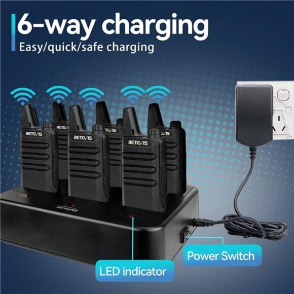 Walkie Talkies Rechargeable Hands Free 2 Way Radios Two-Way Radio(6 Pack) - Picture 2 of 7